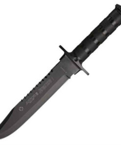 Aitor 16016 Jungle King I & Survival Kit, 8.12" SS Plain Blade, Black SS Handle, OD Green Nylon Sheath