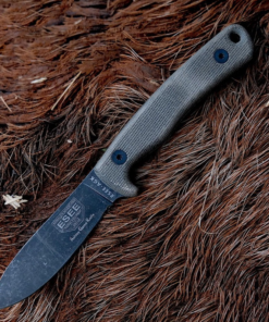 Ashley Game Knife - 3.5" 1095 Black Oxide Plain Edge Drop Point Blade, Gray Micarta Handle - ESEE-AGK