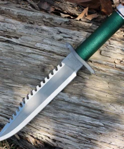 Rambo 9292 First Blood Standard Edition, 9" Stainless Plain Blade, Green Nylon Cord-wrapped Handle