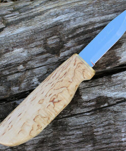 Marttiini 511017 New Handy, 3" Stainless Blade, Curly Birch Handle