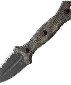 Bastinelli Creations Telum Fixed Blade BAS239, 2.75" M390 Dark Stonewashed Plain Blade,  Green Micarta Handle