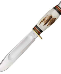J.A. Sheffield England  Bowie, Carbon Steel, Genuine Stag Handle, Plain Edge