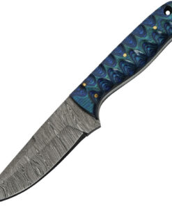 Damascus Blades Exotic Hunter - Blue Wood (4" Damascus) 1290