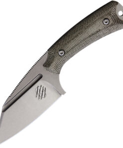 Akeron La Sanction by Bastinelli AKN002G, 2.75" Bohler N690 Stonewashed Full Tang Blade, Green Canvas Micarta Handle