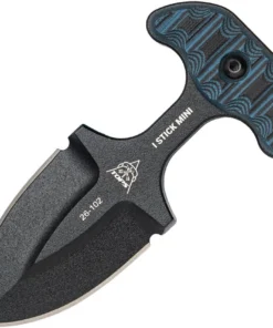 TOPS I Stick Mini - 2.75" 1075 Black Traction Coated Double-Edge Blade, Blue/Black G-10 Handle - ISTKM-01