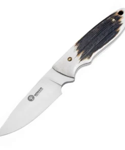 Boker Arbolito Pine Creek (02BA701H) - 3.63" T6MoV Satin Plain Drop Point Blade Stag Bone Handle 02BA701H