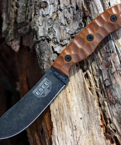 Camp-Lore JG5 - 4.875" 1095 Stonewashed Black Oxide Nessmuk Blade, Brown Micarta Handle - ESEE-JG5-C-132