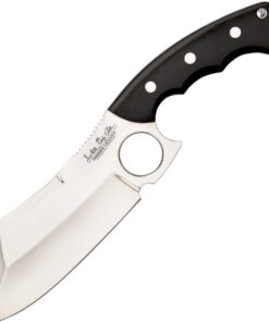 Hibben Legacy Ebony Cleaver GH5091, 5.88" 5Cr15MoV Polished Cleaver Fixed Blade, Black Linen Micarta Handle