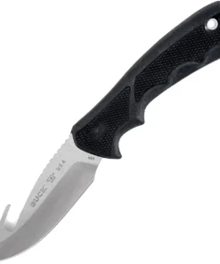 Buck 685 Large BuckLite Max II – Black Dynaflex Rubber, 4" 420HC Guthook Fixed Blade 0685BKG