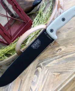 Junglas - 10.38" 1095 Black Plain Edge Drop Point Blade, Tan Micarta Handle (Knife Only) - JUNGLAS-KO