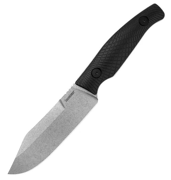 Kershaw Camp 5 Fixed Blade - 4.75" D2 Tool Steel Stonewashed Clip Point Blade Black GFN Handle Full Tang 1083
