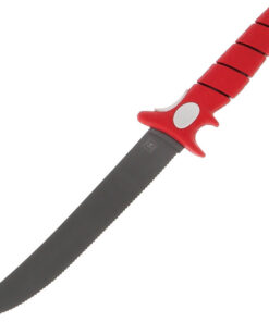Bubba Blade Flex Fillet Knife, 1112553, 9" Black Serrated Blade, Red TPR Handle, Black Nylon Sheath