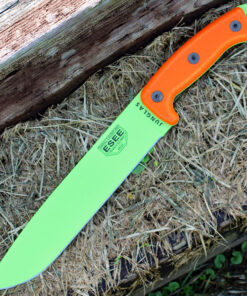 Junglas - 10.38" 1095 Venom Green Plain Edge Drop Point Blade, Orange Micarta Handle - JUNGLAS-VG-E