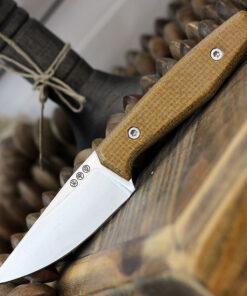 Boker Solingen Daily Knives AK1 Fixed Blade - 3" RWL-34 Satin Plain Drop Point Blade Mustard Burlap Micarta Handle 120502