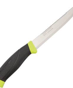 Mora Fishing Comfort Scaler, 5 3/4" Stainless Blade, Black Rubber Handle with Lime Green Trim