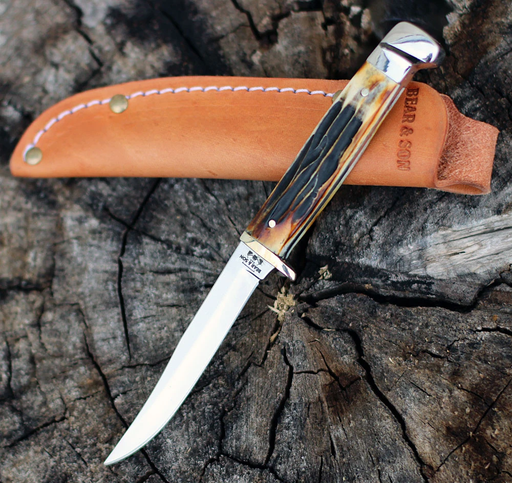 Bear and Son Small Hunter India Stag - India Stag Bone (3" SS) BC563