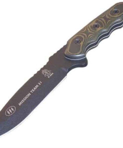 Tops Mission Team 21, Black Blade, Green/Black Micarta, Sheath