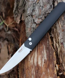 Boker Plus Kwaiken Automatic (06EX291) - 3.5" 154CM Two-Tone Stonewashed Plain Straight Back Blade Black Aluminum Handle Made in USA 06EX291