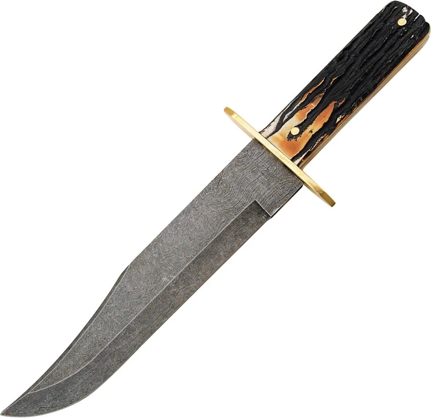 Bear & Son American Bowie - Brown Stag (9" Damascus) BC502D